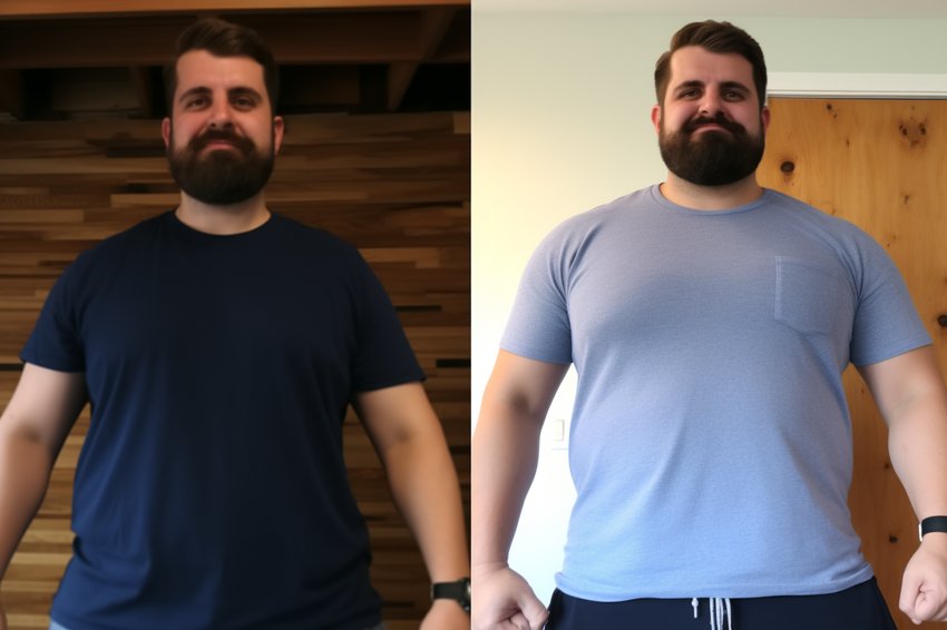 A collage of before and after photos of individuals who have used CBD for weight management.