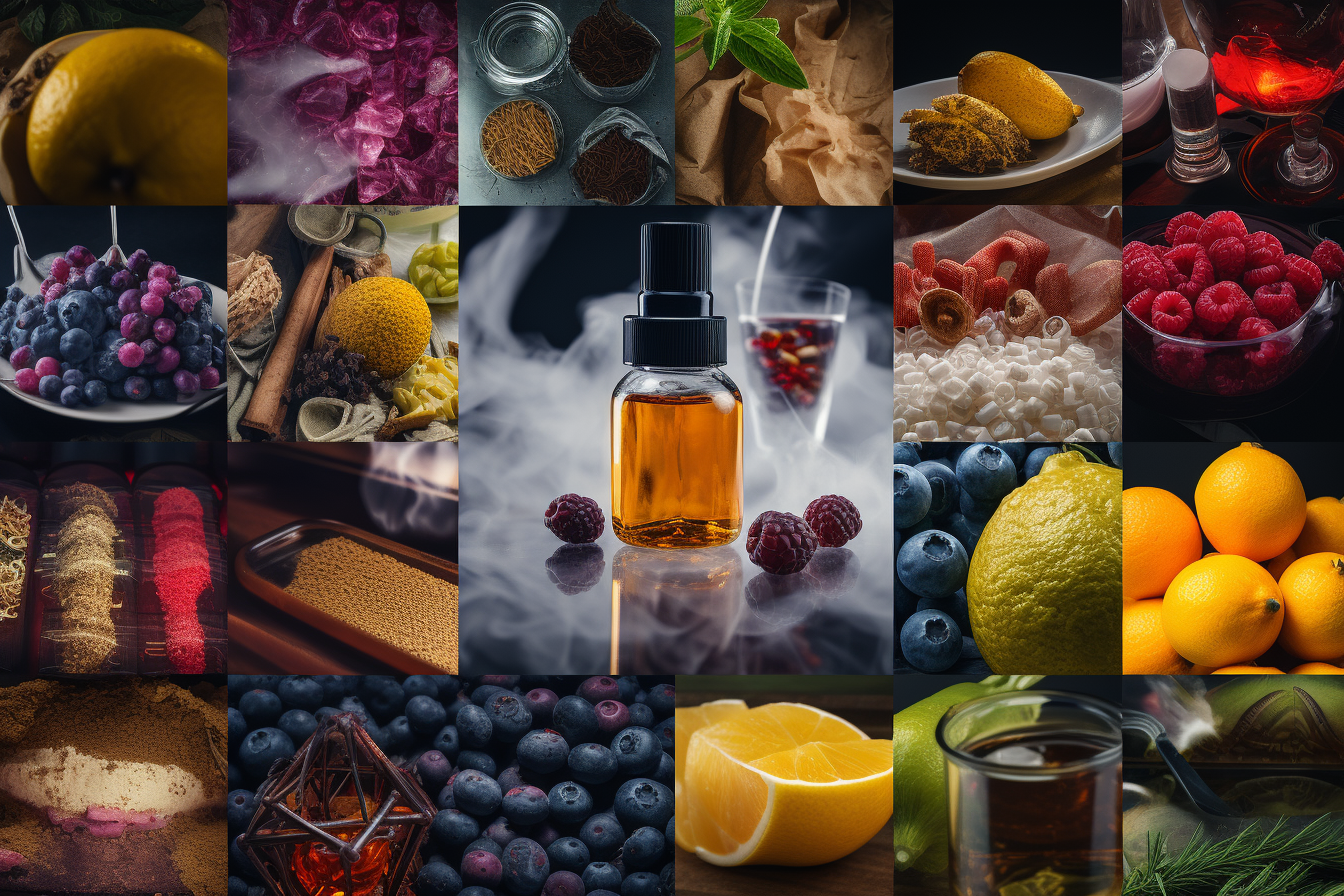 A collage of images showing different methods of consuming HHC, such as oils, edibles, and vaping products.