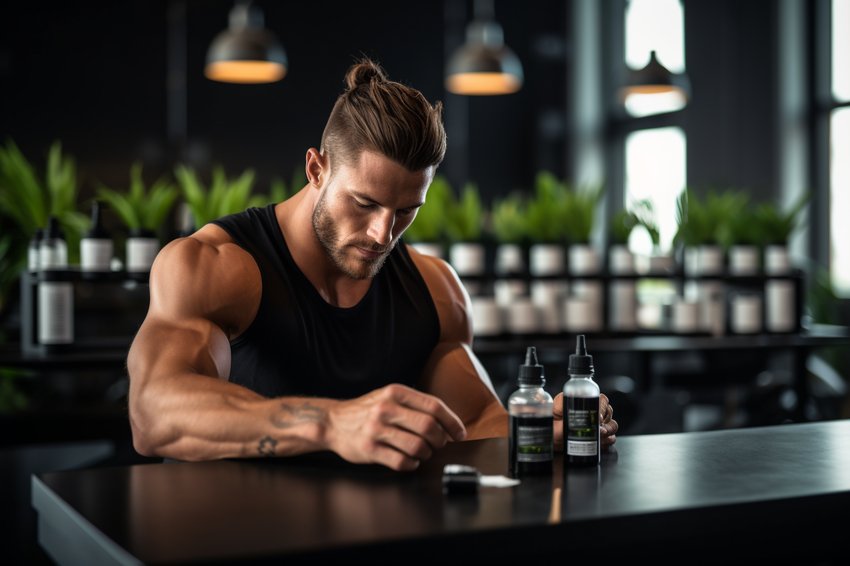A professional athlete using CBD oil before training