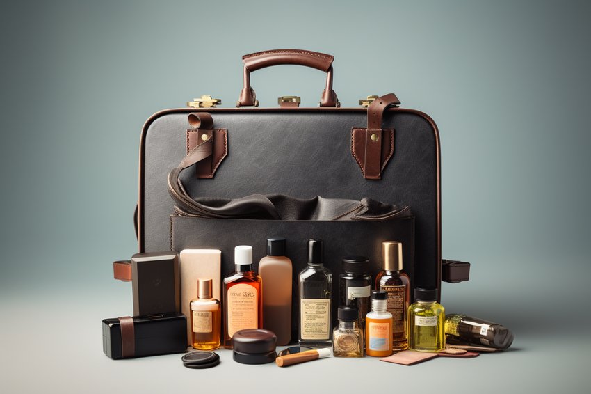 A traveler packing CBD products in a suitcase with travel essentials
