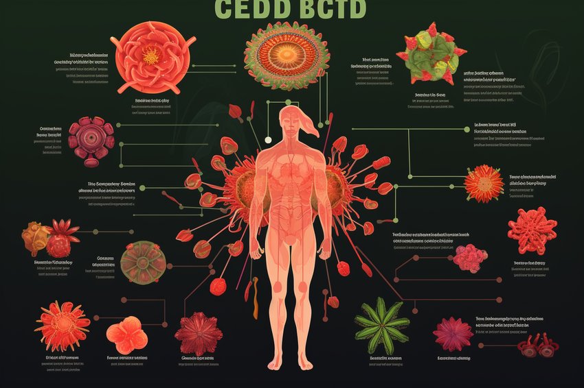 An infographic showing the benefits of CBD on the immune system